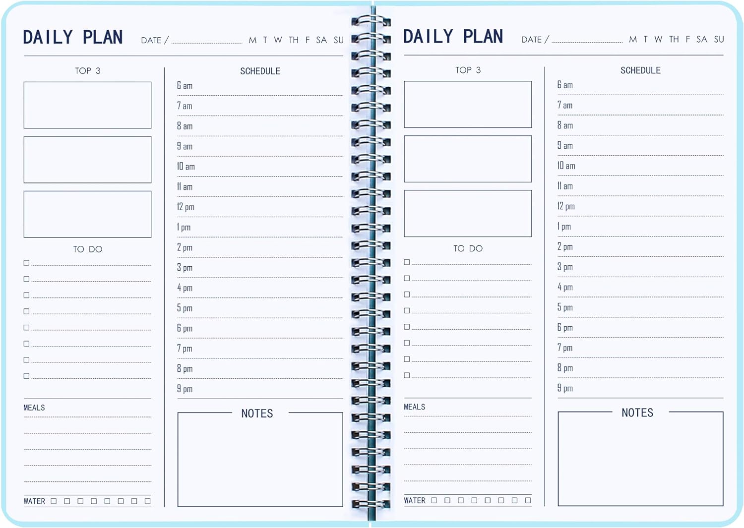 TREES Hourly Daily Planner Undated with To-Do List, Meals, Notes,Appointment Planner Book 10 x 7.3, Flexible PVC Cover,Twin-Wire Binding