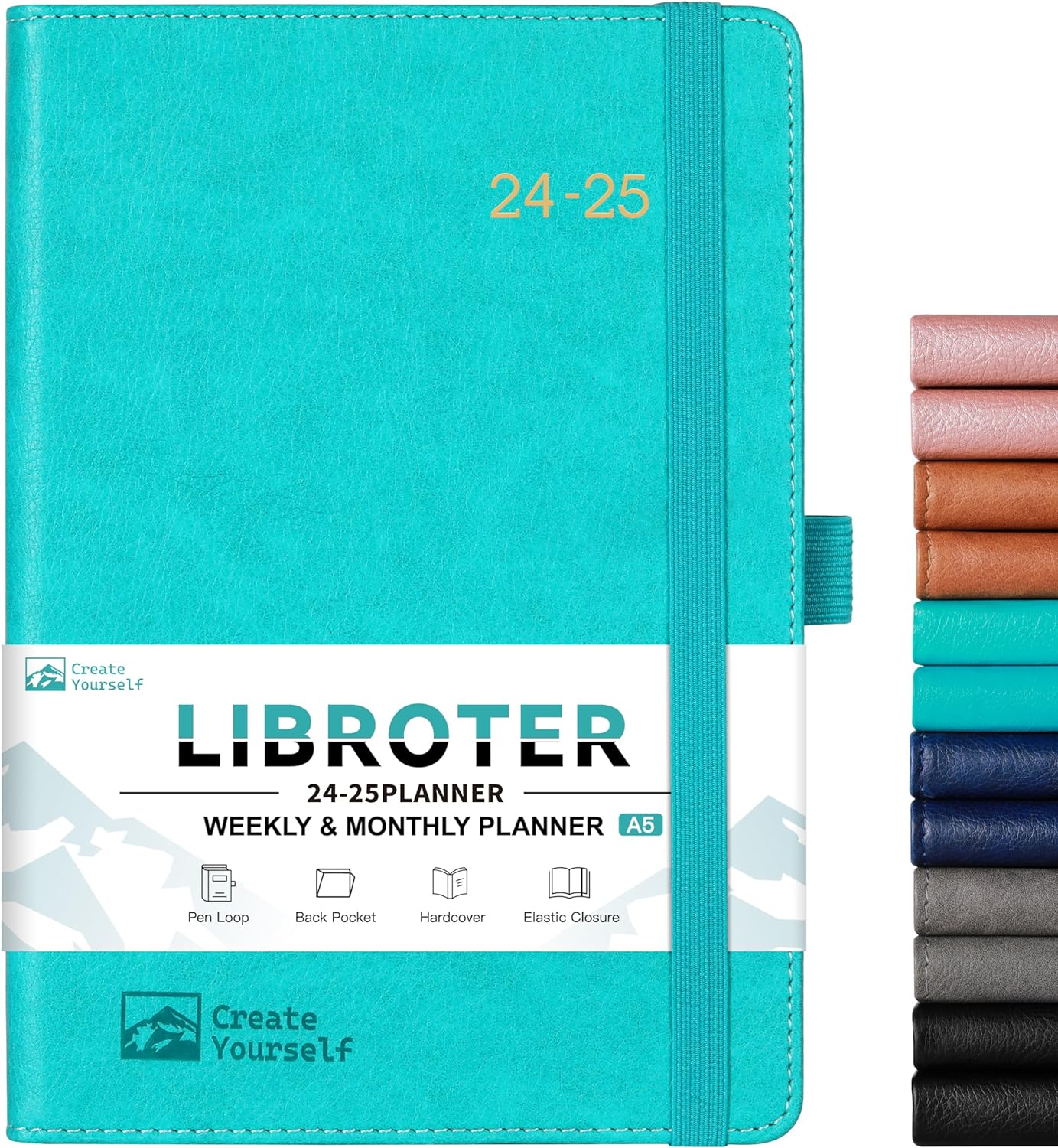 2024-2025 Planner - Planner 2024-2025, 2024-2025 Weekly Monthly Planner, July 2024 - June 2025, 5.7'' x 8.4'', Thick Paper, Leather Cover, Pen Holder, Back Pocket, Perfect Daily Organizer - Green