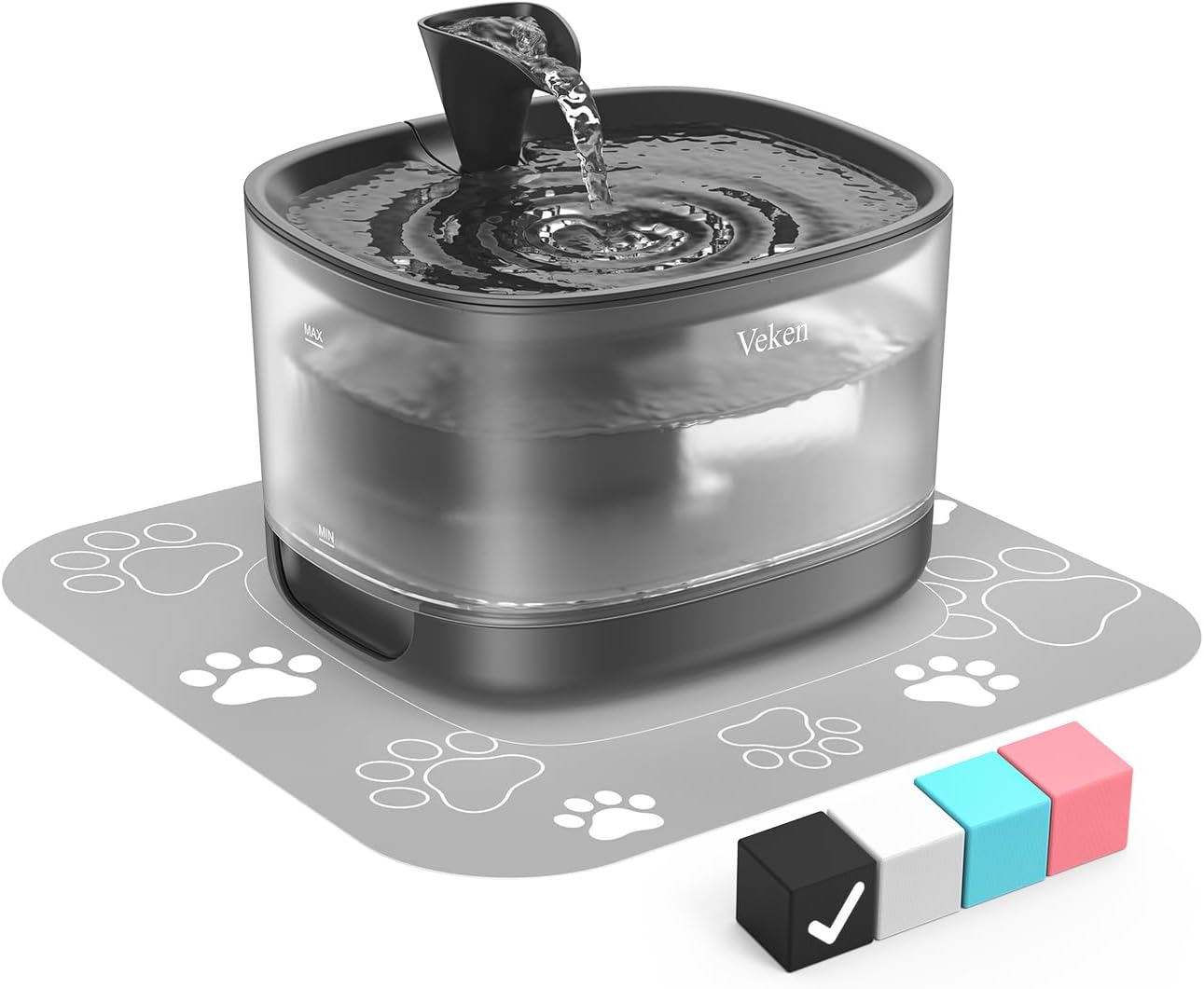 Good product, but follow the filter placement orientation as shown in the instructions. The channels between both charcoal sections needs to be facing left/right. See review photo. Otherwise the water draining will restrict itself too much around the filter and make the tray overflow onto the floor.