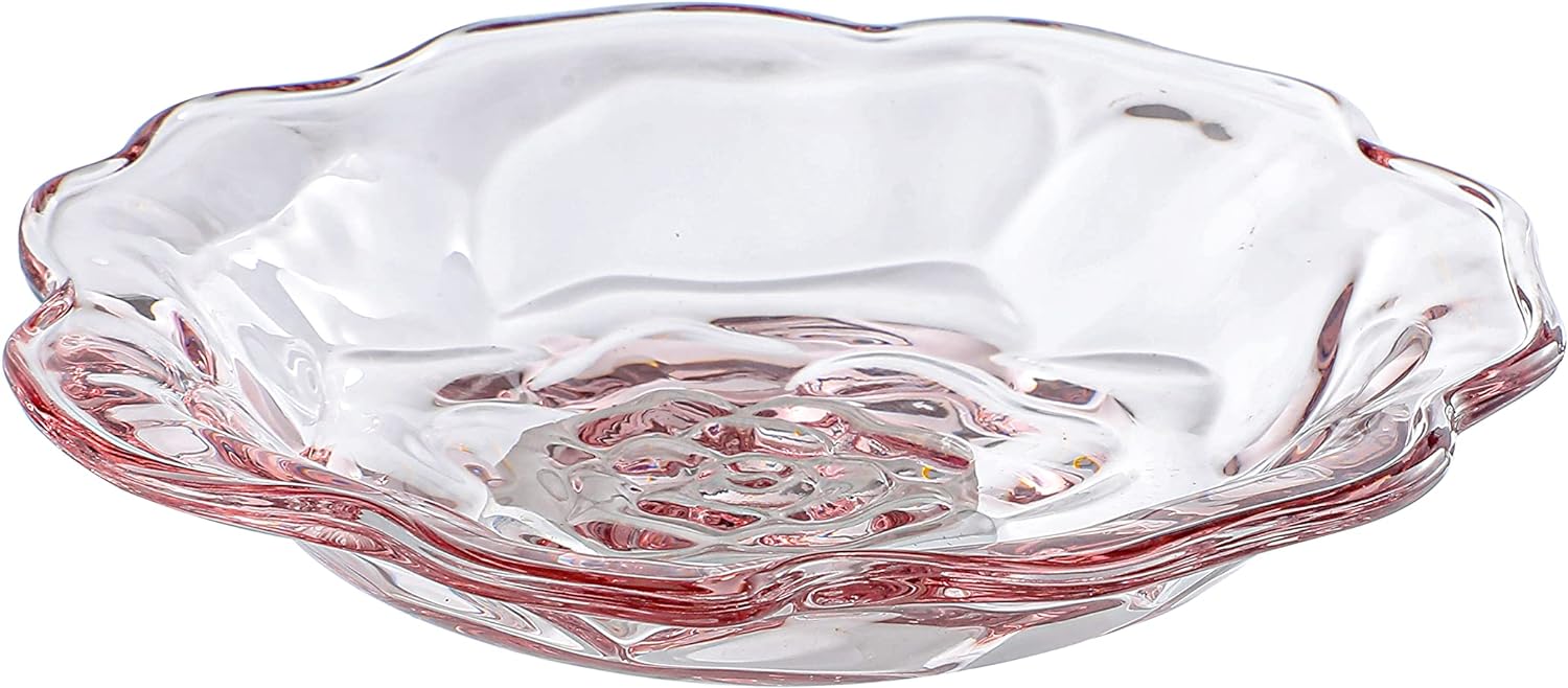 EVEREST GLOBAL Crystal Glass Rose Flower Snack Plate for Vintage Tea Party Supplies, 6.2 Inch Dried Fruit Plate for Afternoon Tea, Weddings, Dessert Plate for kitchen (Light Pink)This is a beautiful plate. It' great for home use or to take on fancy picnics.