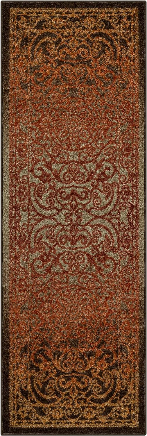 Maples Rugs Pelham Vintage Runner Rug Non Slip Washable Hallway Entry Carpet [Made in USA], 1'8 x 5, Rustique