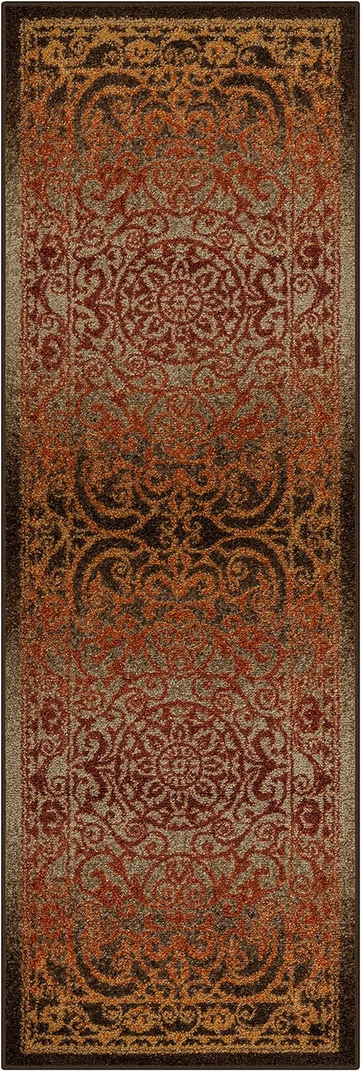 Maples Rugs Pelham Vintage Runner Rug Non Slip Washable Hallway Entry Carpet [Made in USA], 2 x 6, Rustique