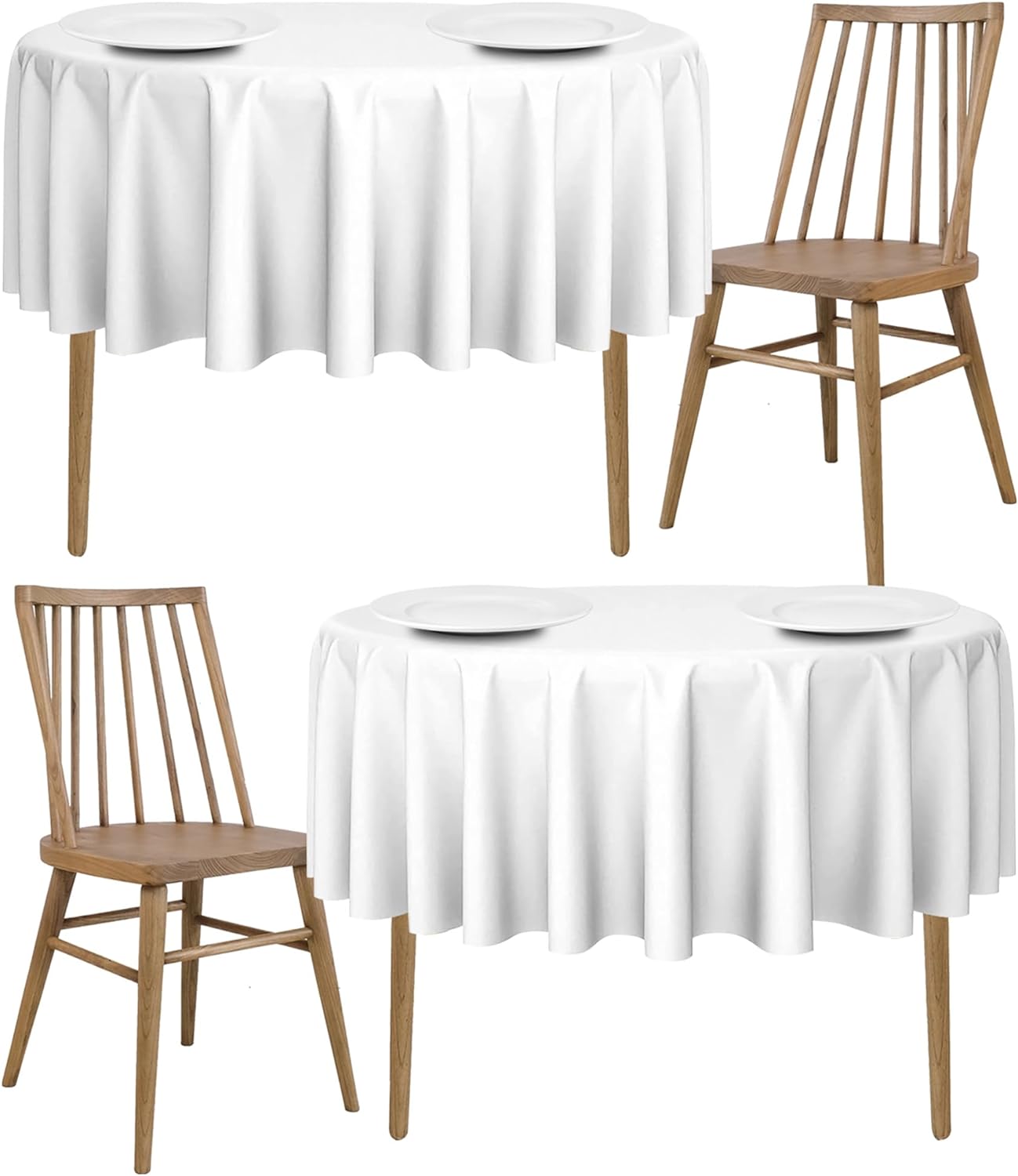 These table cloths are great ! They are restaurant quality ! I was so pleased when I got these, that we bought more in a different size for the rectangle tables. They cleaned up beautifully after the party as well. I used them on a 40 inch table and they fell right to the floor, which is what I wanted ! Will definitely recommend these to others.