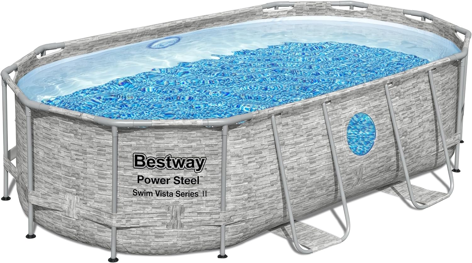 I recently purchased the Bestway Power Steel Swim Vista Series II above ground pool set, and I am extremely pleased with my purchase. The pool itself measures 14' x 8'2 x 39.5 and has a grey stone design, which adds a stylish touch to my backyard.First and foremost, the quality of this pool is exceptional. The steel frame is sturdy and durable, providing excellent stability. I was impressed by how well it held up even with several people using it at once. The material used for the pool liner i