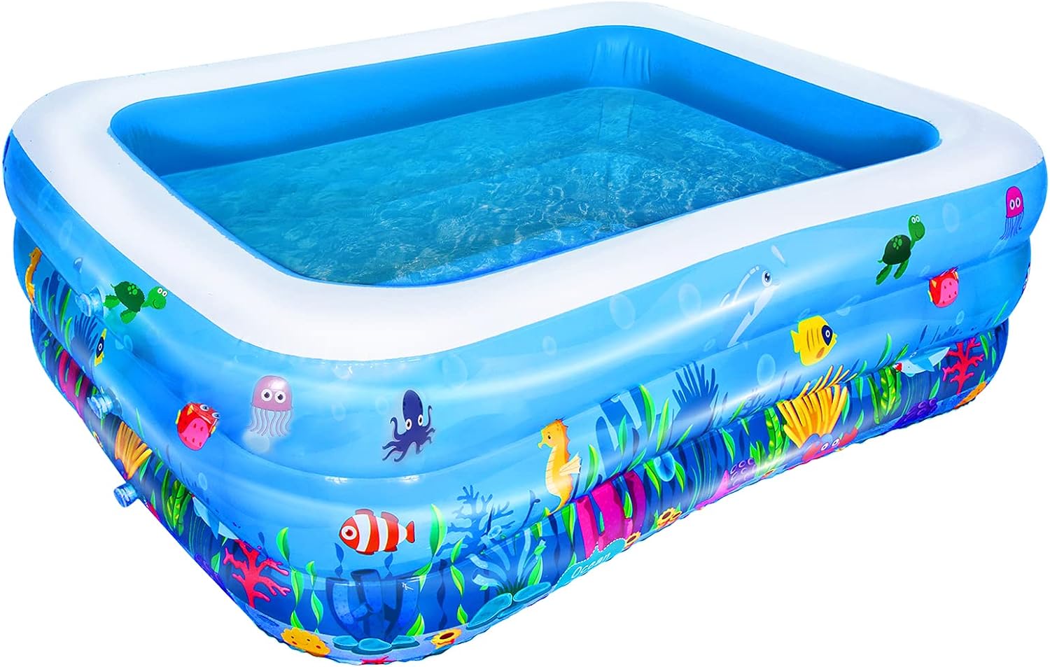I purchase this pool to use as a ball pit for my 5 year-olds birthday party.I decided on this one specifically because it was the deepest option I could find at the most affordable price.It totally surpassed my expectations! this pool is huge for a kiddie blow up! The ball pit was the main attraction for the party. I highly recommend having an electric pump on hand when yours arrives. To try to blow this up manually would have been A massive chore! it has a really good air seal. I have only had 