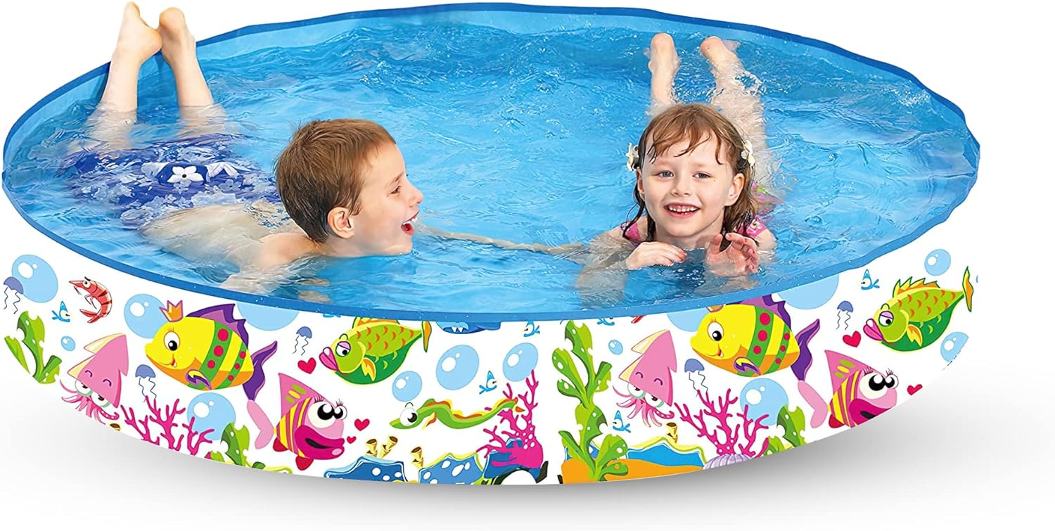 Ok, first off, so glad it was available before Summer time. We are having a heat wave here in North Florida and my kids were over heating.Second, it' a really good size for what it is.It' just a kiddie pool, so not super sturdy and if I put it on rocks or sticks it would distroy the pool as it is thin.But for what it is, it is good.I was grateful for how fast it got here, very pleased. The box was soooo torn up, but it didn't mess with the pool.So overall,we are very pleased.