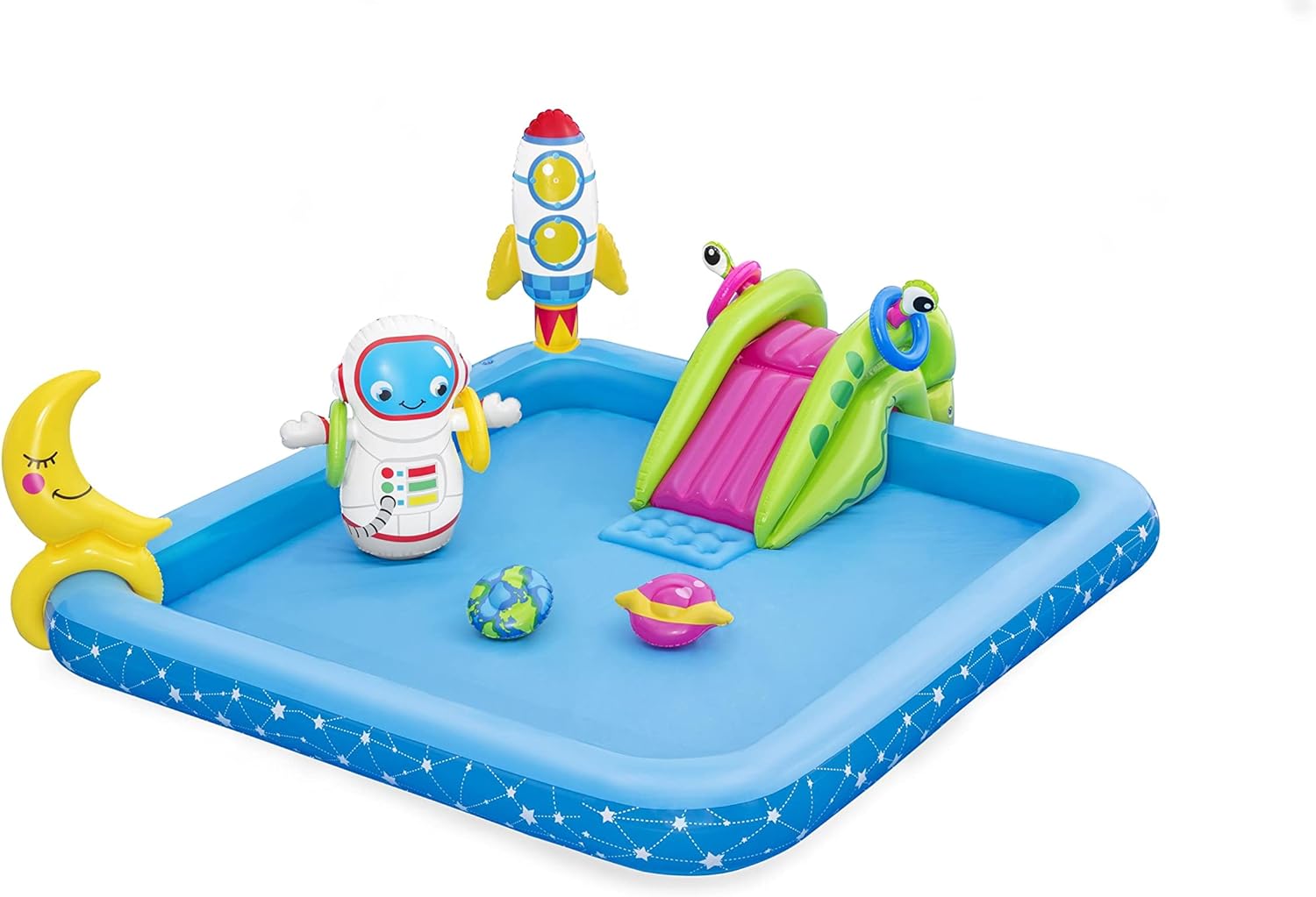 This pool has kept my family busy all summer. My children love the slide and all the accessories this look came with. My husband and I even spend some time lounging in the pool with a cocktail. The slide makes a good lounge chair back!! Two thumbs up!