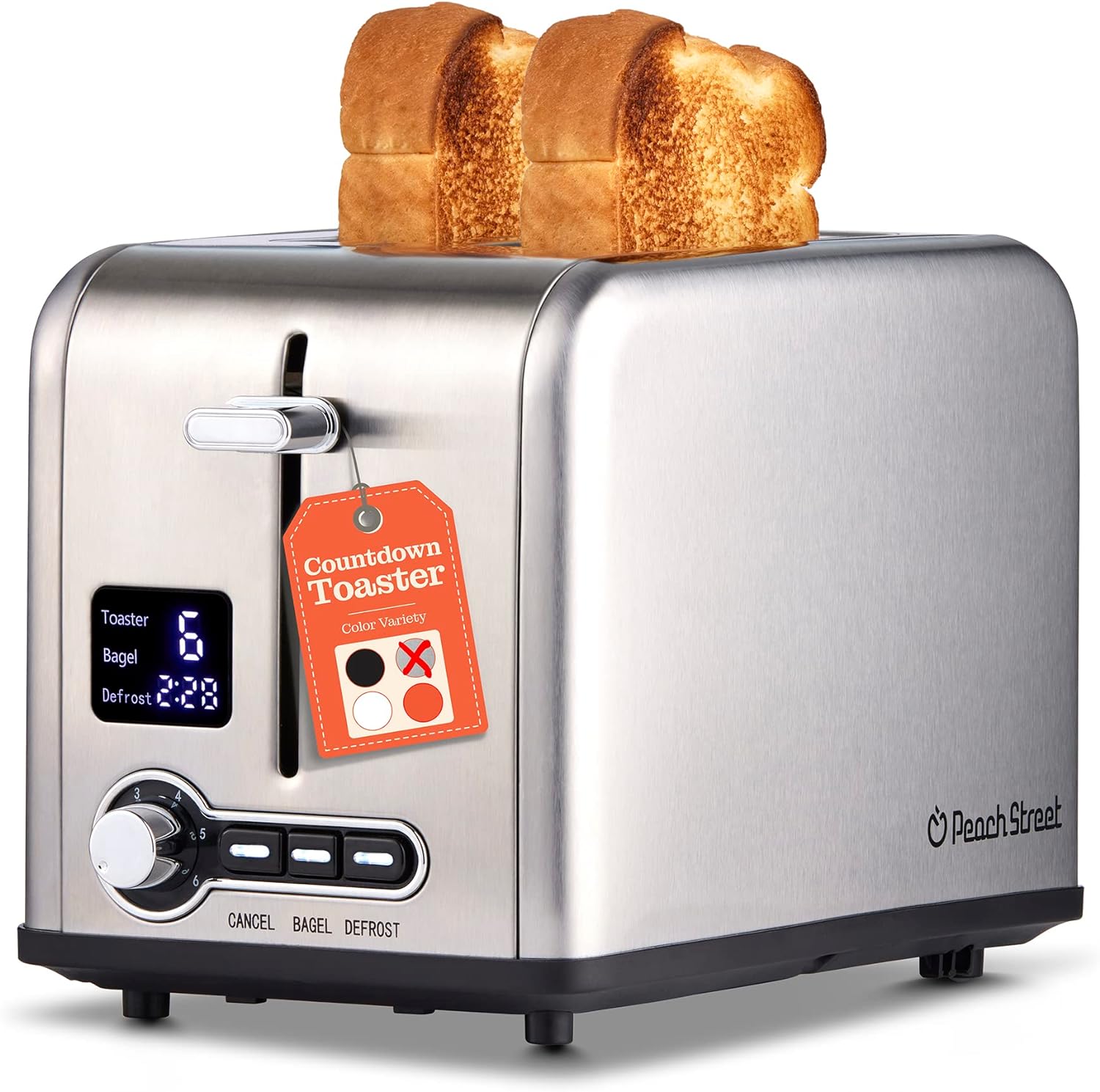 I love this toaster! It looks nice and works great. The settings are easy to understand and seem to be accurate. I especially like the countdown timer.