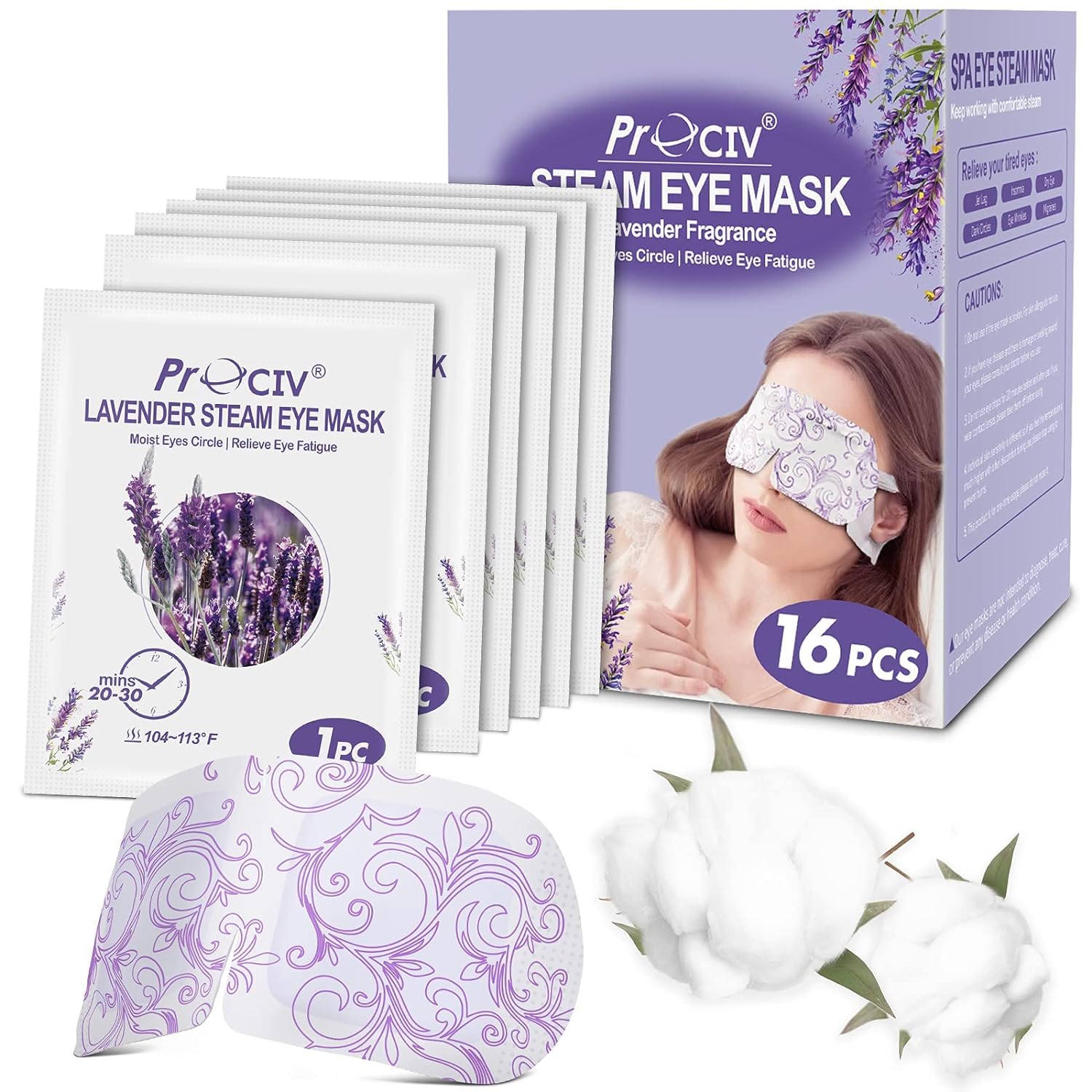 16 Packs Steam Eye Masks for Dark Circles and Puffiness Self Heated Eye Mask Disposable Sleep Mask Soothing Headache Relief Dry Eyes, Stress Relief Relief Eye Fatigue, Spa Gifts Travel Essentials