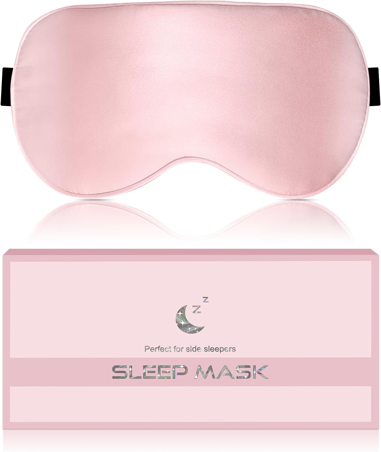 Silk Sleep Mask for Women - Soft Breathable Organic Natural Mulberry Silk Fabric Blackout Eye Mask for Sleeping with Adjustable Straps No Pressure Eye Mask for Travel Essentials (Pink)