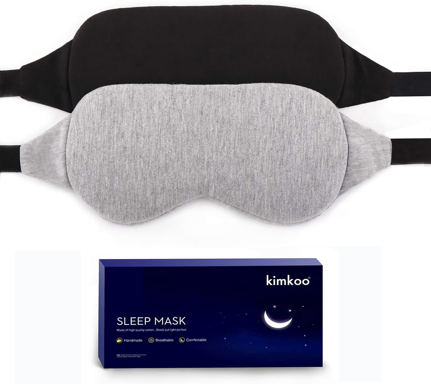 Sleep Mask-Eye Mask for Sleeping, Sleeping Mask Blocking Out Light Perfectly for Women and Men, Soft and Comfortable Blindfold for Travelling, with Pouch (Black+Gray)