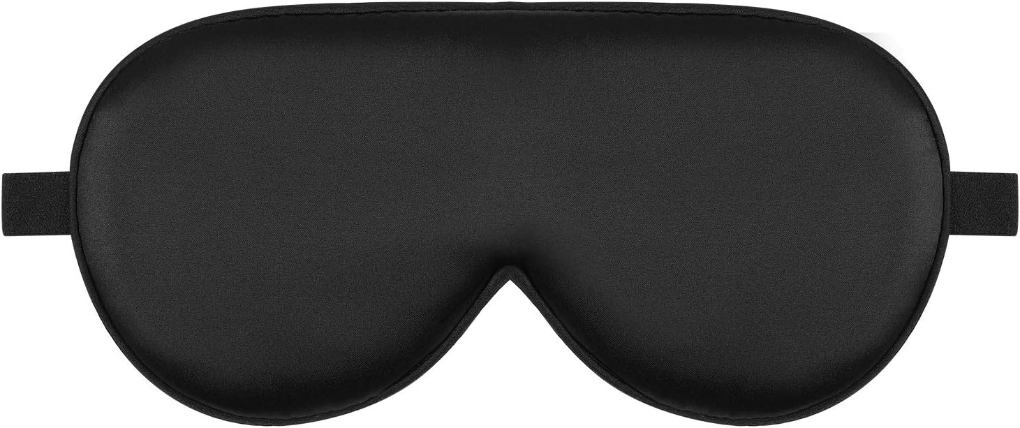 Alaska Bear Sleep Mask Silk Eye Cover with Contoured Padding for Pressure-Free Comfort - Upgrade Over Thin Flat Shades (Black)