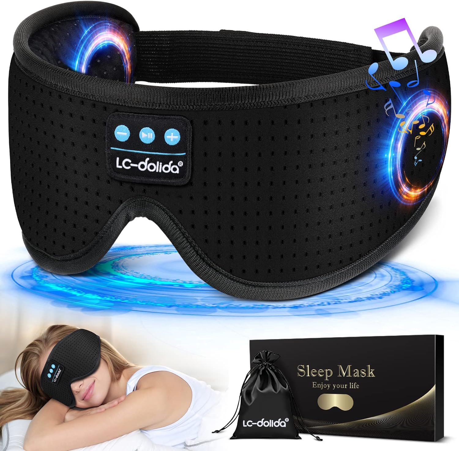 As someone who values a good night' sleep, I am excited to share my positive experience with the Sleep Listening to Soothing White Noise sleep mask with Bluetooth headphones. This product has been a game-changer for my sleep routine, providing unparalleled comfort and a tranquil atmosphere that has transformed my sleep quality. With its innovative features and exceptional performance, this sleep mask has become an indispensable part of my nightly routine.The first thing that struck me about thi