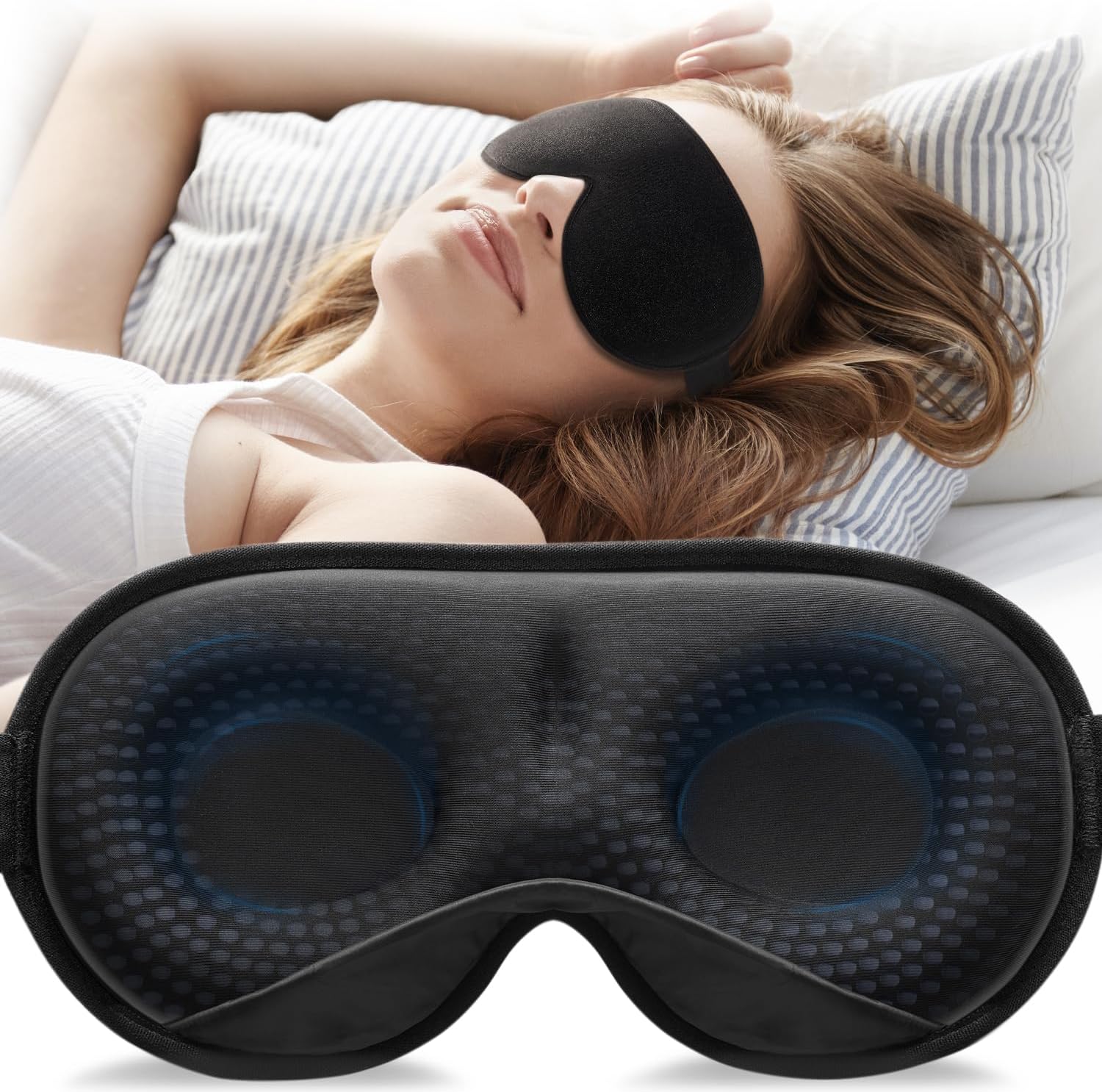 I recently upgraded my sleep routine with the FONG Weighted Sleep Mask, and it has been a game-changer in achieving a restful night' sleep. Here' why this 3D contoured sleep mask has become an essential part of my nightly ritual:**1. Weighted Bliss:**The addition of gentle weight to the sleep mask provides a soothing and calming sensation. It creates a subtle pressure that helps to alleviate tension and promotes relaxation, contributing to a deeper sleep experience.**2. 3D Contoured Design:**T