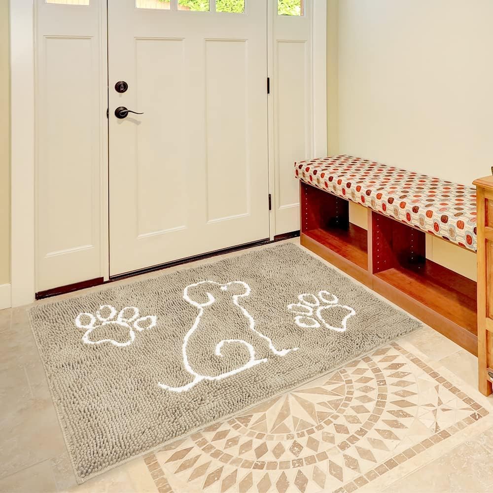 Merelax Indoor Door Mat Entryway Rug, Large Front Door Mats for Dogs, Water Absorbent Mat for Muddy Shoes Dog Paws, Washable Welcome Mat, Non Slip Dog Floor Mats for Outdoor Entrance, 48x30, Light Tan