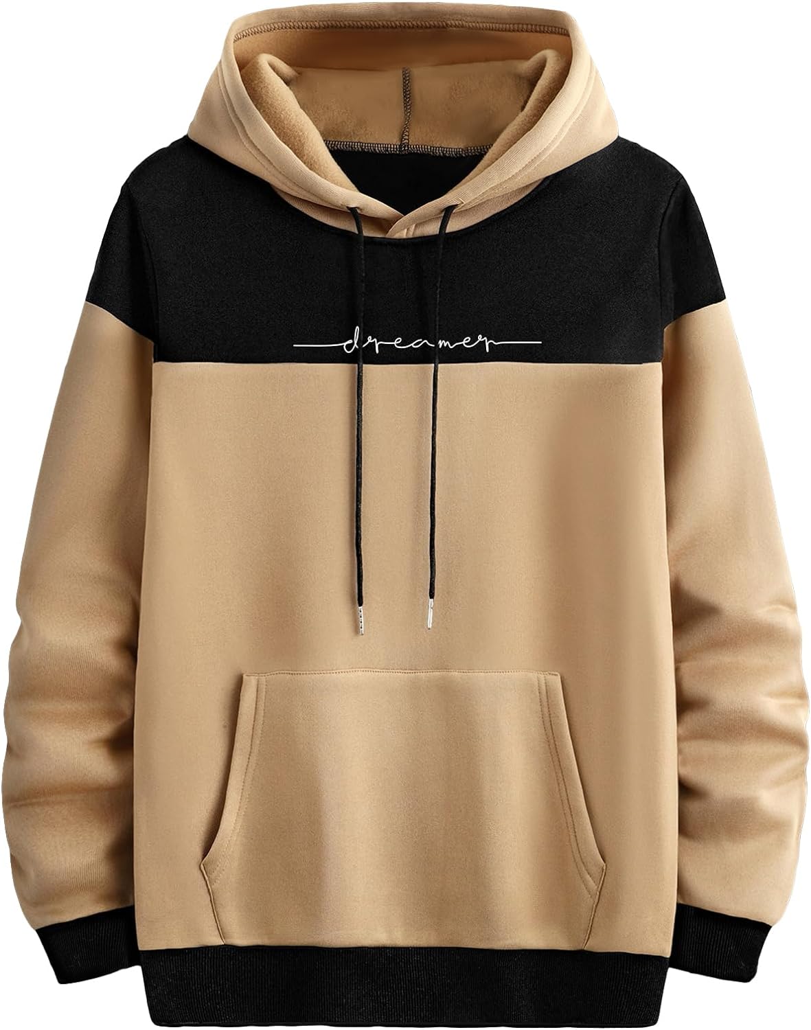 SOLY HUX Men' Casual Colorblock Pullover Fashion Loose Fit Long Sleeve Graphic Trendy Drawstring Hoodie Sweatshirt