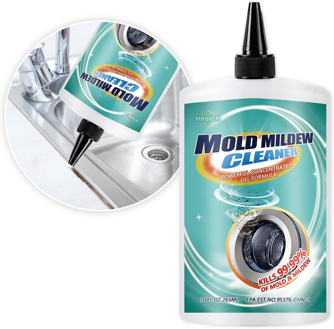 Mold Remover Gel Household Mold Mildew Cleaner for Washing Machine Sealant Tiles Grout Bathroom Cleaning Home Kitchen Sinks Cleaning - 10Fl.Oz