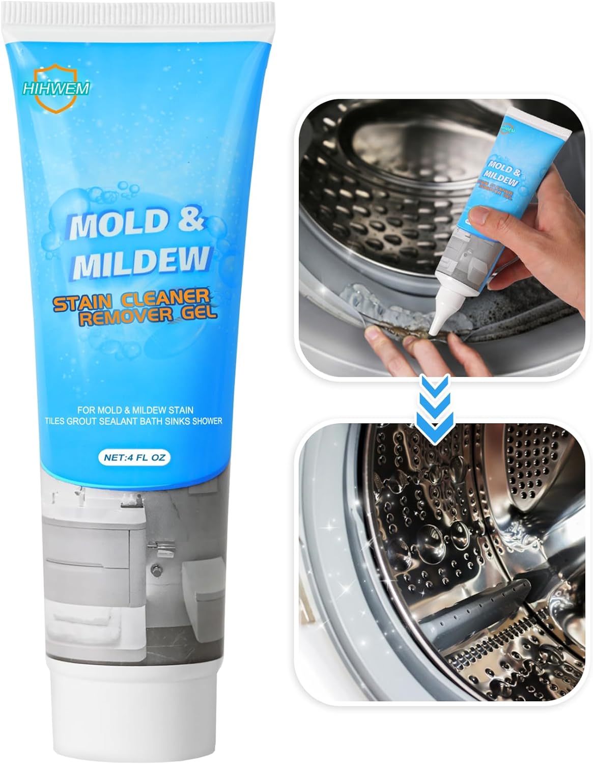 I bought this product to deal with what I thought might be a tough problem - mold growing on unglazed limestone tile in a shower enclosure. I was concerned about whether a product would stay where I put it on a vertical wall, or bleach the limestone, or stink, or simply not remove the mold. Well, this product alleviated all of those concerns. I started with a patch of mold on a relatively inconspicuous tile and it worked great (see photos). I then bought more and used it on all the moldy tiles. 