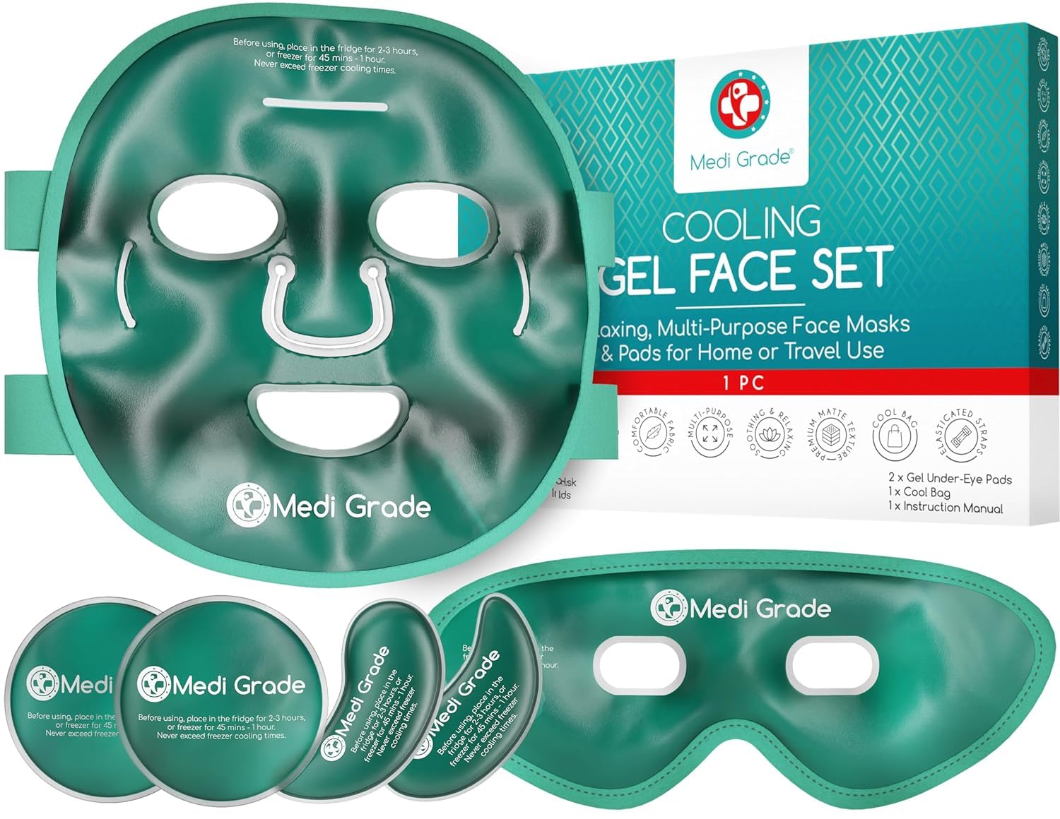 Great package of goodies. I love all the various sizes and shapes I can use. Gets perfectly cold, that case that holds everything is super slim for easy freezer maintenance, which also makes it perfect for not having your mask affected by foods.