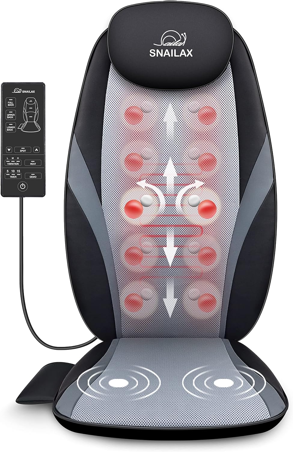 This gets sore spots deeply and you can adjust it to stay in one area or massage your full back. It is very relaxing and loosens tight areas. The heat applied is wonderful and there is a vibration chose which also adds to your muscles relaxing. The price was so reasonable for what is provided. I also have the foot massager which is just as great!!!