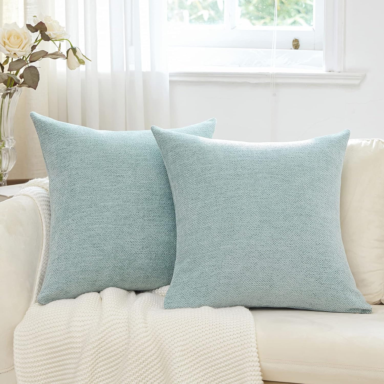 Very pretty pillow covers. They are thick and soft. Beautiful color!