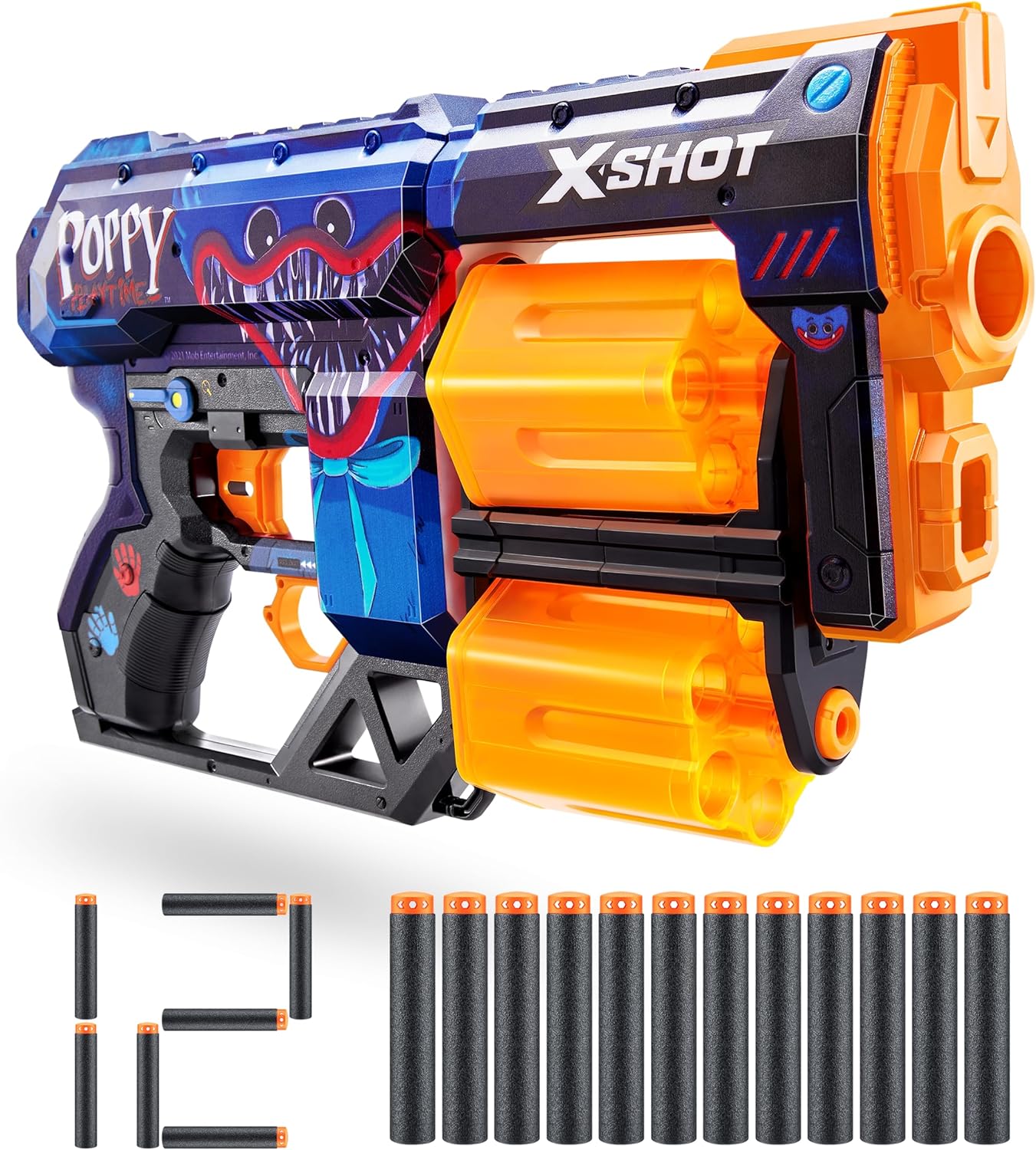 XShot X-Shot Skins Dread Poppy Playtime - Jumpscare (12 Darts) by ZURU, Frustration Free Packaging, Easy Reload, Air Pocket Dart Technology, Toy Foam Dart Blaster for Kids, Teens, Adults