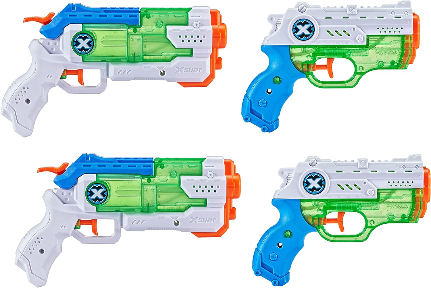 XShot Water Warfare Nano Fast Fill (2 Pack) + Micro Fast-Fill (2 Pack) by ZURU Watergun, X Shot Water Toys, 4 Blasters Total, (Fills with Water in just 1 Second!)