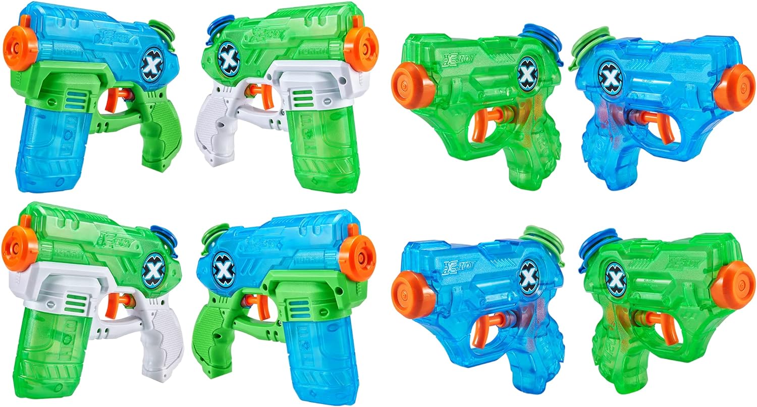 XShot Water Warfare Fast Fill (4 Pack Stealth Soaker) + (4 Pack Nano Blaster) Value Pack by ZURU Watergun, X Shot Water Toys, 8 Total, (Fills with Water in just 1 Second!)