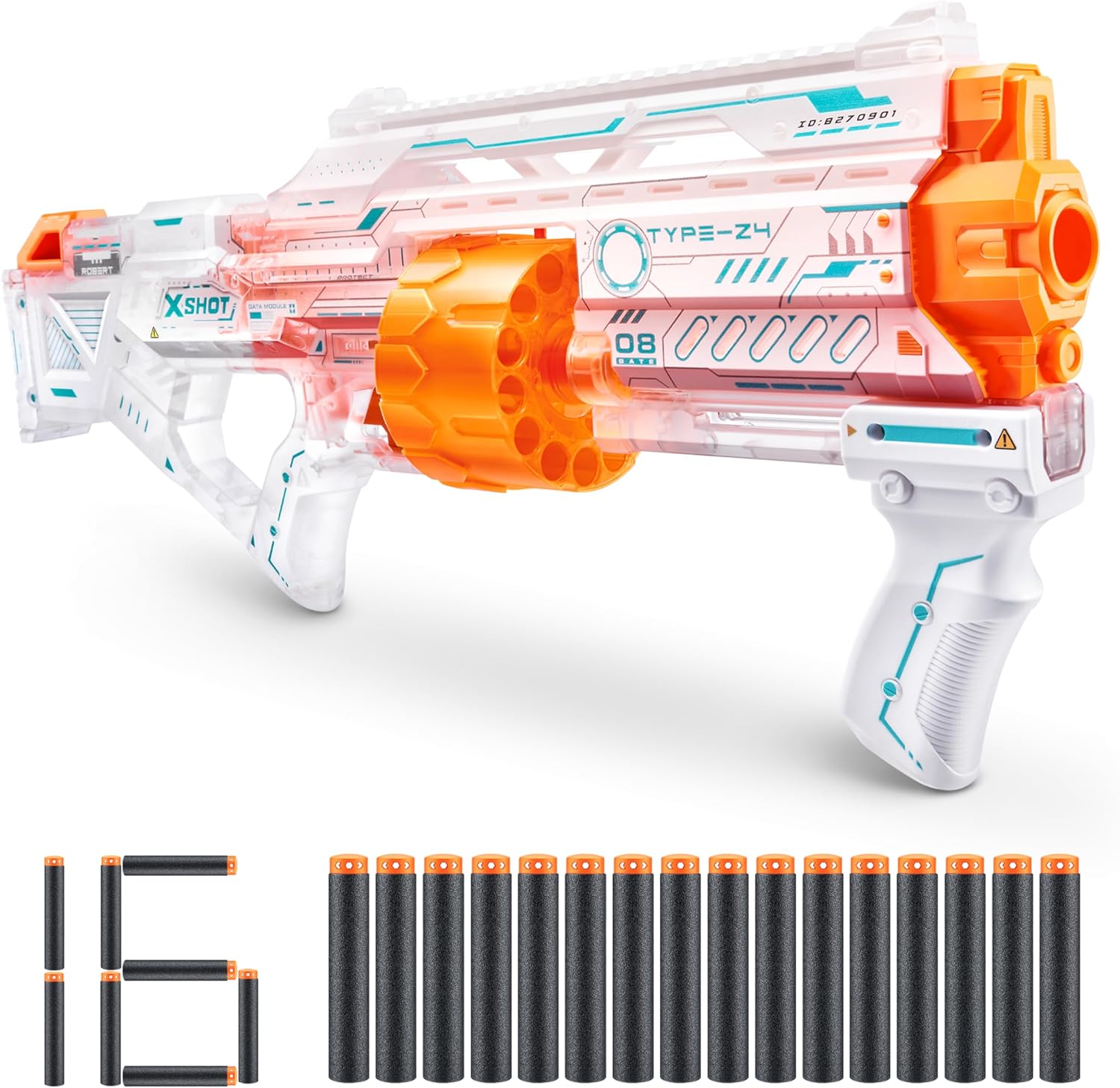 X-Shot Skins Last Stand Ghost Blaster by ZURU with 16 Darts, Slam Fire Action, Air Pocket Dart Technology, Toy Foam Blaster for Kids, Teens and Adults (Ghost)